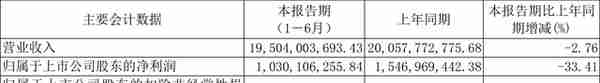 华谊集团：2022年上半年净利润10.30亿元 同比下降33.41%